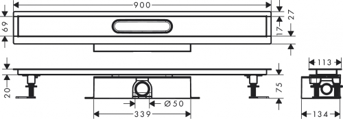 Hansgrohe uBox universal teljes szett standard telepítéshez- 90 cm, zuhanylefolyó készlethez 56025180