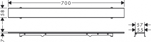 Hansgrohe RainDrain Rock zuhanylefolyó készlet 60 cm, formára vágható és cserélhető 56029000