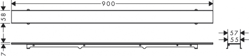 Hansgrohe RainDrain Rock zuhanylefolyó készlet 80 cm, formára vágható és cserélhető 56031000