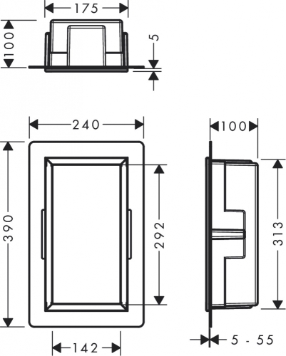 Hansgrohe XtraStoris Original Falfülke integrált kerettel, 300/150/100 matt fehér 56057700