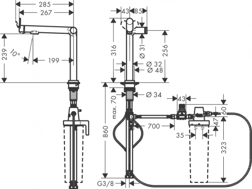 Hansgrohe Aqittura M91 Vízszűrős konyhai csaptelep 240, 1jet, króm 76804000