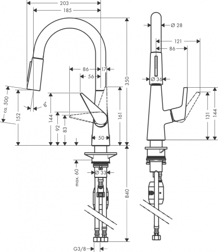 Hansgrohe Talis M51 egykaros konyhai csaptelep 160, kihúzható zuhanyfejjel, rozsdamentes acél hatású 72815800