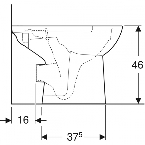 Geberit Selnova Comfort álló WC falon kívüli öblítőtartályokhoz monoblokk, mélyöblítésű, hátsó kifolyású, magasított, Rimfree 500.486.01.1