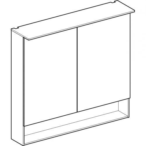 Geberit Acanto tükrös szekrény világítással, két ajtóval, 90x83x21.5cm, faerezetes melamin fakó tölgy 500.646.00.2