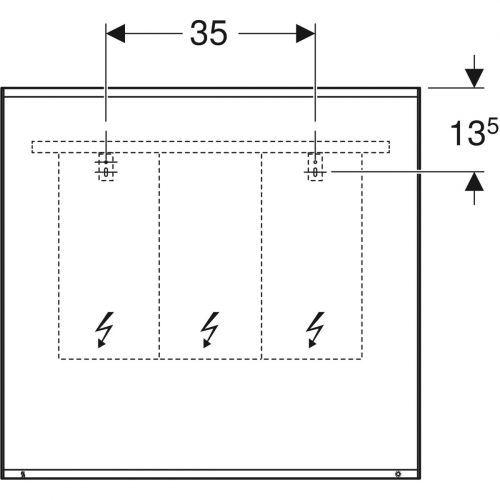 Geberit Option Plus tükör világítással 75x70 cm, ezüstözött/szálcsiszolt alumínium 501.072.00.1