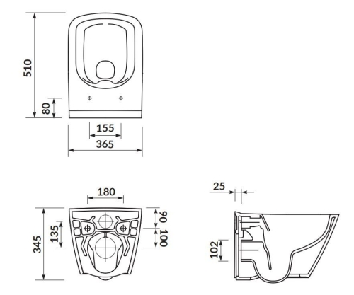 Cersanit CITY SQUARE perem nélküli wc lassú záródású wc ülőkével S701-405