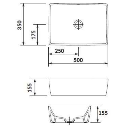 Cersanit City 50 pultra ültethető mosdótál fehér click-clack leeresztővel 50,5x35,5 cm, fehér K35-048