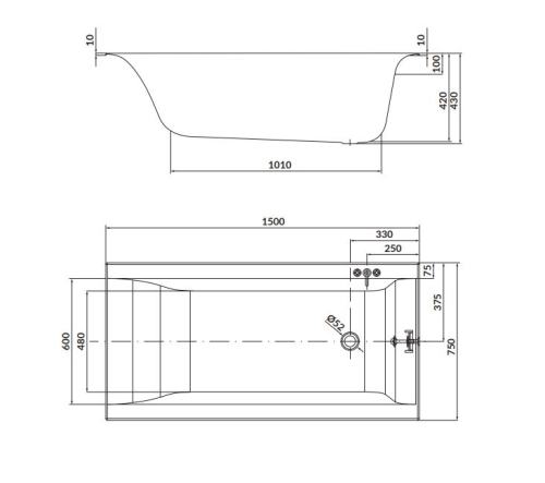 Cersanit Larga 150x75 egyenes kád S301-304