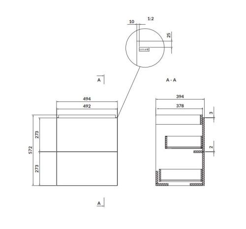 Cersanit Larga 50x38 alsószekrény, fehér S932-067