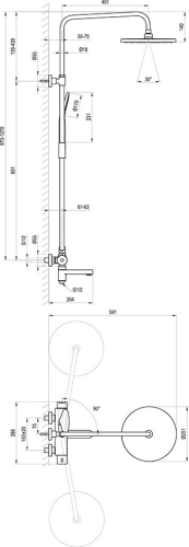 Ravak DS 092.00 állítható kádtöltős zuhanyoszlop X07P642