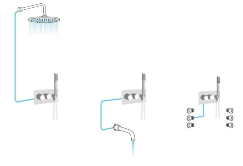 Sapho DIMY falba süllyesztett zuhanycsaptelep, zuhanyszettel, 2-irányú váltóval, fekete (DM142BL)