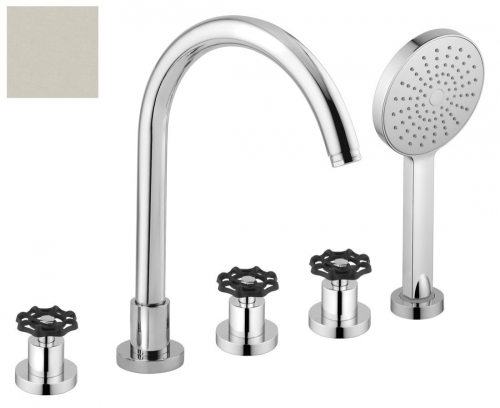 Sapho REITANO INDUSTRY 5 részes kádperemre szerelhető kádtöltő csaptelep, nikkel/fekete (532TT8)