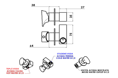 Sapho AXAMITE falba süllyesztett csaptelep, bidézuhannyal, gégecsővel króm (AX40-01)