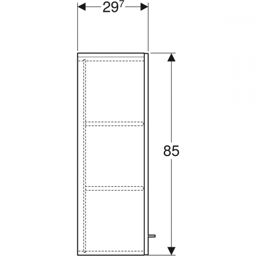 Geberit Selnova Square középmagas szekrény, egy ajtós, 33x85x29.7cm, magasfényű lakkozott fehér 501.276.00.1