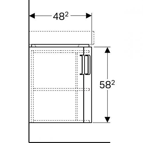 Geberit Selnova Compact alsó szekrény sarok mosdóhoz, kétajtós, 69x55cm, fehér/matt bevonat, fehér/fényes 501.486.00.1