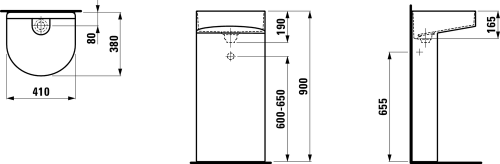 Laufen Sonar szabadon álló mosdó, matt fehér H8113417571121