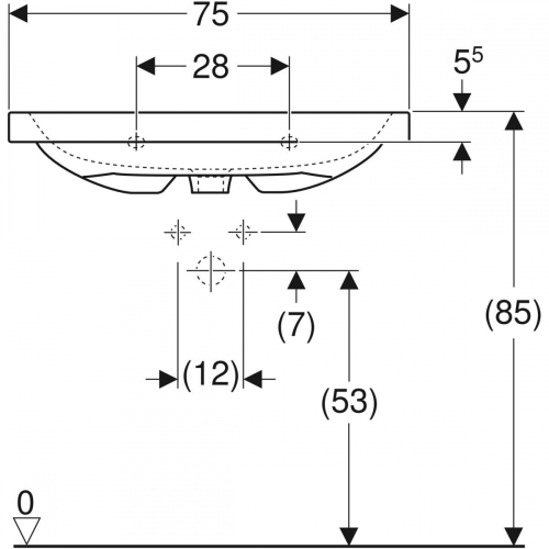 Geberit iCon Light mosdó, 75x48cm, csaplyukkal, túlfolyó nélkül, fehér 501.835.00.5