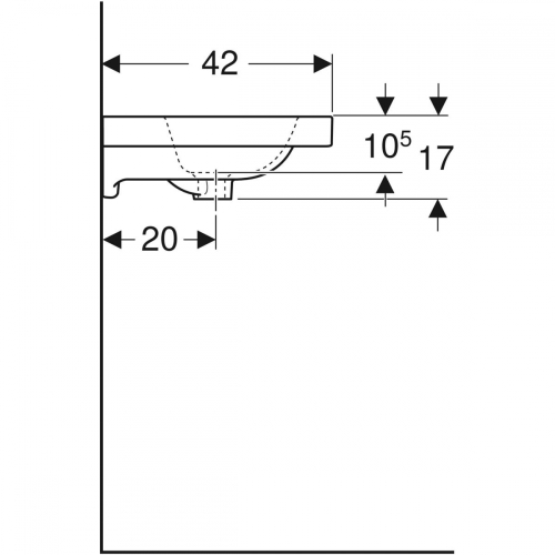 Geberit iCon Light mosdó, rövidített kivitel, 75x42cm, csaplyukkal és túlfolyóval, fehér 501.842.00.1