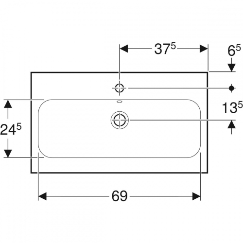 Geberit iCon Light mosdó, rövidített kivitel, 75x42cm, csaplyukkal és túlfolyóval, fehér 501.842.00.1