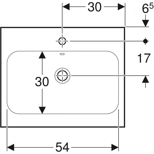 Geberit iCon Light pultra ültethető mosdó, 60x48cm, csaplyukkal és túlfolyóval, fehér 501.847.00.1