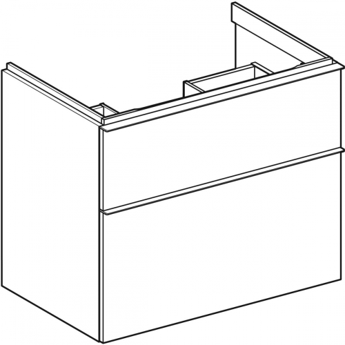 Geberit iCon alsó szekrény mosdóhoz, két fiókkal, tölgy/melamin faszerkezet, láva/matt porbevonatos 502.304.JH.1