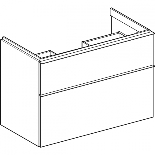 Geberit iCon alsó szekrény mosdóhoz, két fiókkal, tölgy/melamin faszerkezet, láva/matt porbevonatos 502.305.JH.1