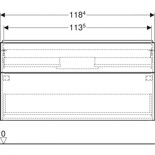 Geberit iCon alsó szekrény mosdóhoz, két fiókkal, fehér/magasfényű bevonat, fehér/matt porbevonatos 502.306.01.1