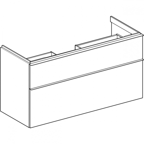 Geberit iCon alsó szekrény mosdóhoz, két fiókkal, tölgy/melamin faszerkezet, láva/matt porbevonatos 502.306.JH.1