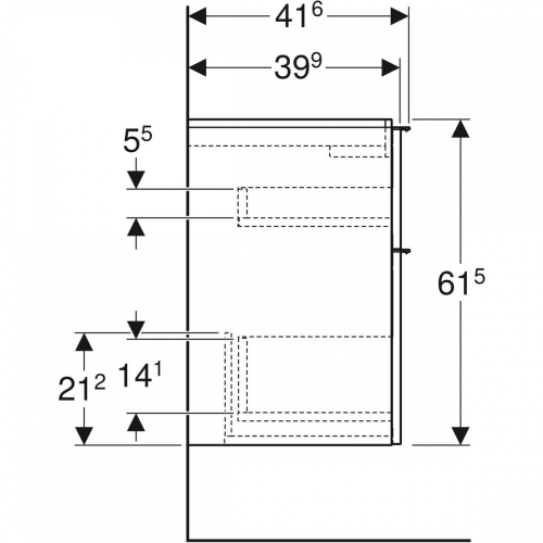 Geberit iCon alsó szekrény mosdóhoz, két fiókkal, fehér/matt fényezett, fehér/matt porbevonatos 502.308.01.3