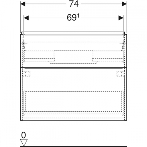 Geberit iCon alsó szekrény mosdóhoz, két fiókkal, fehér/matt fényezett, fehér/matt porbevonatos 502.308.01.3