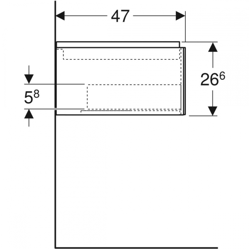 Geberit ONE alsó szekrény mosdóhoz, egy fiókkal, 60x26.6x47cm, fehér/magasfényű bevonat 505.071.00.1