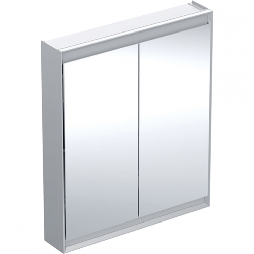 Geberit ONE tükrös szekrény ComfortLight világítással, két ajtóval, falon kívüli szerelés, 90x75cm, eloxált alumínium 505.812.00.1