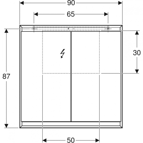 Geberit ONE tükrös szekrény ComfortLight világítással, 90x90cm, eloxált alumínium 505.813.00.1