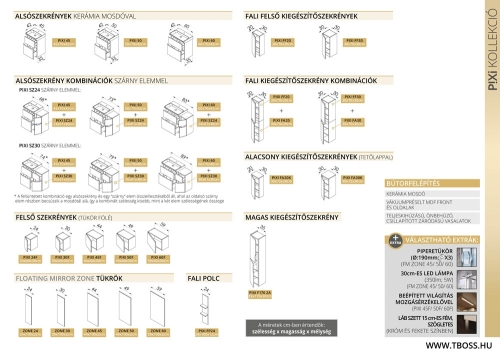 Tboss Pixi 60 fürdőszobaszekrény mosdóval