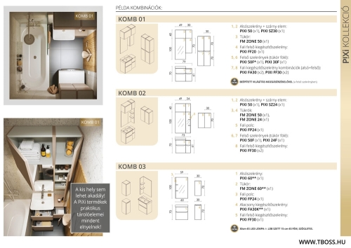 Tboss Pixi 60 fürdőszobaszekrény mosdóval