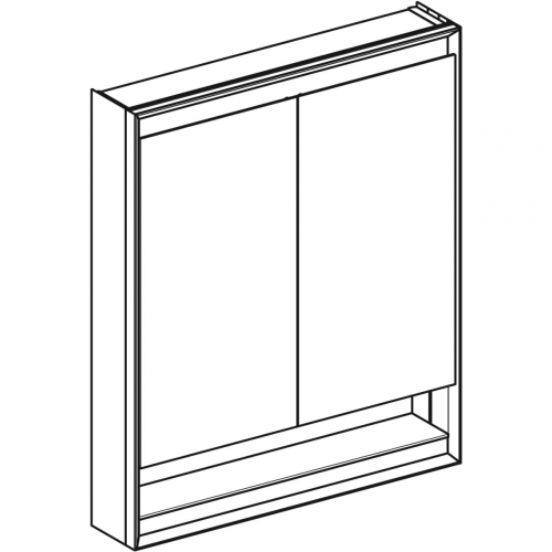 Geberit ONE tükrös szekrény nyitott polccal és ComfortLight világítással, 90x75 cm, eloxált alumínium 505.832.00.1