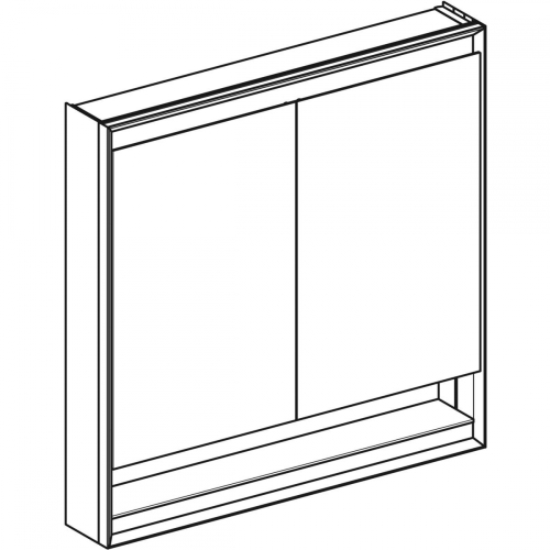 Geberit ONE tükrös szekrény nyitott polccal és ComfortLight világítással, 90x90 cm, fehér/porszórt alumínium 505.833.00.2