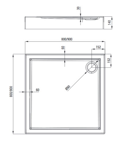 Deante Jasmin 90x90 cm szögletes akril zuhanytálca KGJ_041B