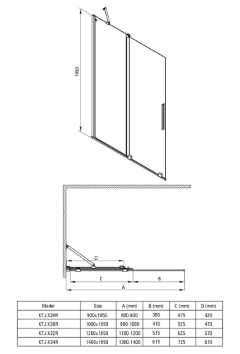 Deante PRIZMA 100 cm Walk-in tolóajtós zuhanyfal, króm KTJ_030R