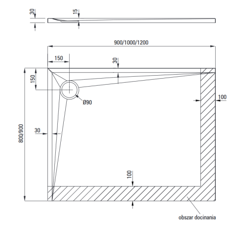Deante Kerria Plus 80x90 cm téglalap alapú akril zuhanytálca KTS_049B