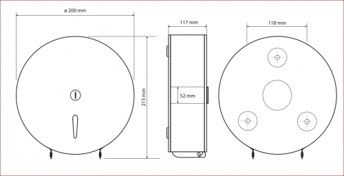 Sapho BEMETA HOTEL Jumbo-roll WC papíradagoló, 200x215x117mm, matt fekete 148112050