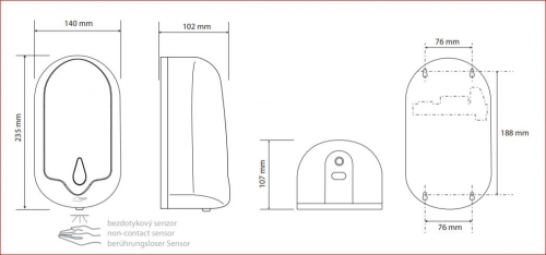 Sapho BEMETA HOTEL fali automata szappanadagoló, 140x235x107mm, 1200ml (124109335)