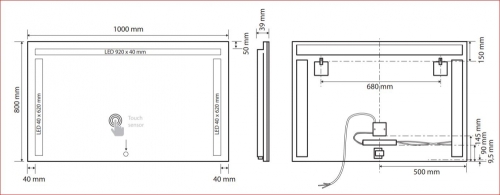 Sapho BEMETA TÜKRÖK tükör LED világítással, 1000x800x39mm, 4,99W (101401147)