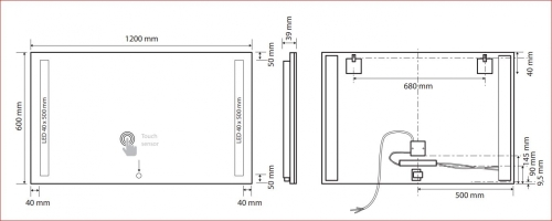 Sapho BEMETA TÜKRÖK tükör LED világítással, 1200x600x39mm, 4,99W (101301157)