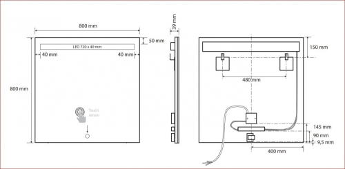 Sapho BEMETA TÜKRÖK tükör LED világítással, 800x800x39mm, 4,99W (101201127)