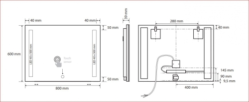 Sapho BEMETA TÜKRÖK tükör LED világítással, 800x600x39mm, 4,99W (101301117)