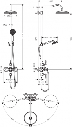 Hansgrohe AXOR Montreux Showerpipe termosztátos zuhanyrendszer 16572000