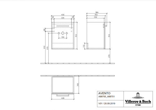 Villeroy & Boch Avento alsószekrény balos zsanér Nordic Oak A88700VJ