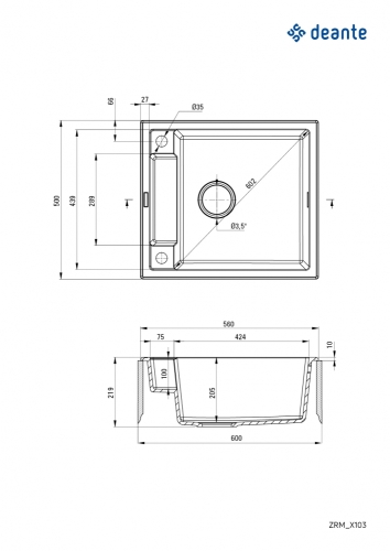 Deante Magnetic gránit mosogató, alabástrom ZRM_A103