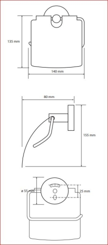 Sapho BEMETA GRAPHIT fali WC-papírtartó, 140x155x80mm (156112012)